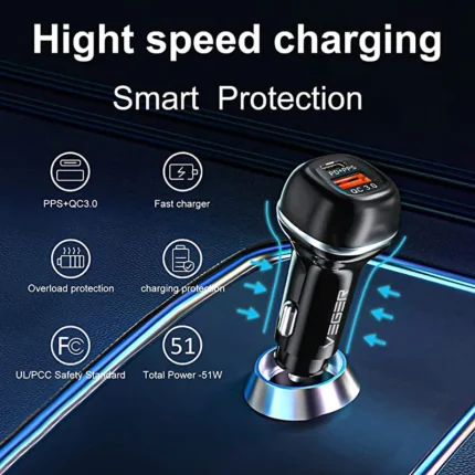 Φορτιστής αυτοκινήτου με δύο θύρες USB