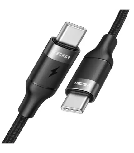 Veger CC02 Braided USB 2.0 Cable USB-C male - USB-C male Μαύρο 1.5m