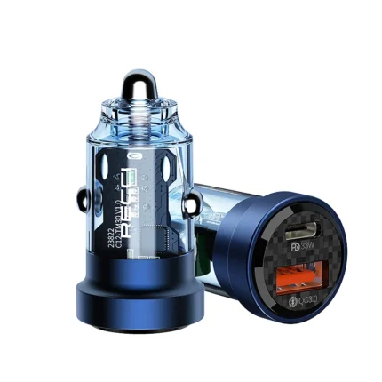 RECCI® RCC-N17 33W PD33W+18W TRANSPARENT CAR CHARGER - BLUE
