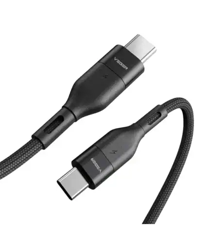 Veger CC01 Καλώδιο Φόρτισης και Μεταφοράς Δεδομένων Type-C σε Type-C - 120cm - 60W - Black (6970453554570)