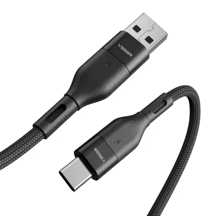 Veger AC02 Braided USB 2.0 Cable USB-C male - USB-A male Μαύρο 1.2m