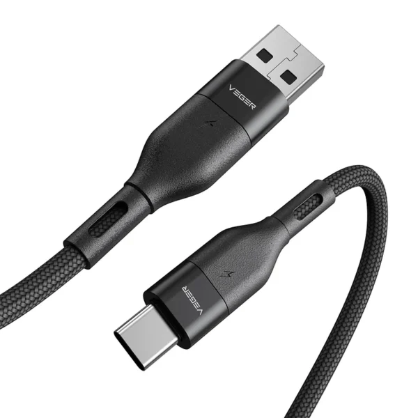 Veger AC02 Braided USB 2.0 Cable USB-C male - USB-A male Μαύρο 1.2m