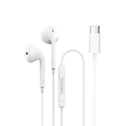 RECCI® REP-L27 Wired Earphone με Βύσμα Type-C Λευκό