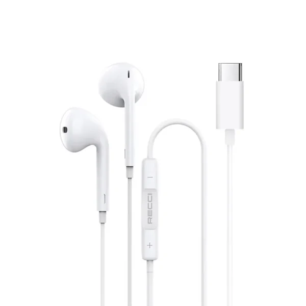 RECCI® REP-L27 Wired Earphone με Βύσμα Type-C Λευκό