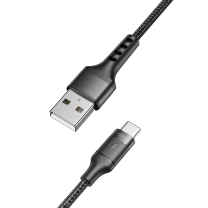 VEGER AC03 - Braided USB 2.0 Cable USB-C male - USB-A male Μαύρο 1.2m