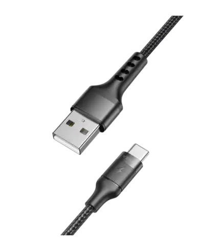 VEGER AC03 - Braided USB 2.0 Cable USB-C male - USB-A male Μαύρο 1.2m