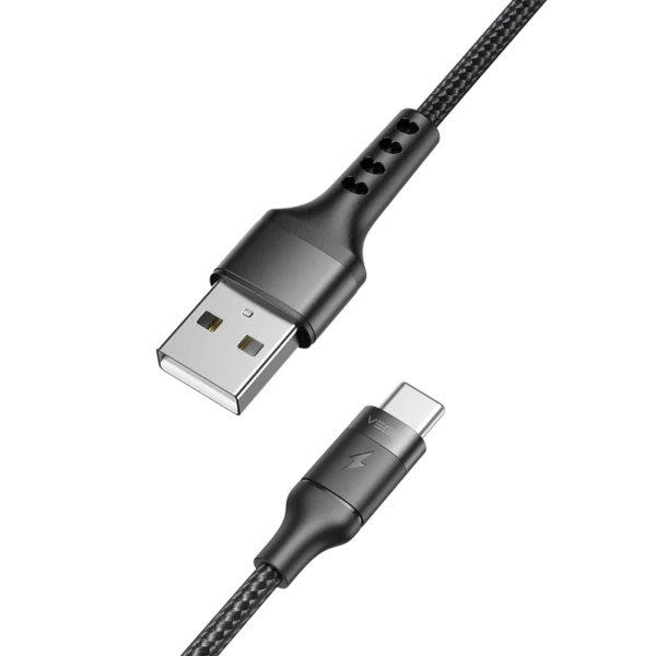 VEGER AC03 - Braided USB 2.0 Cable USB-C male - USB-A male Μαύρο 1.2m