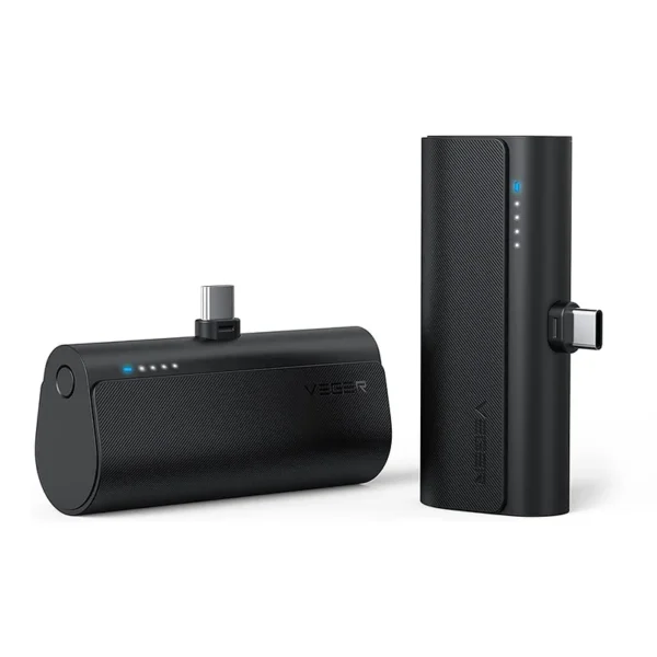 Veger PowerBank PlugOn-C - Φορητή Μπαταρία Φόρτισης με Ενσωματωμένο Type-C - 5000mAh - 20W - Black (V0556)