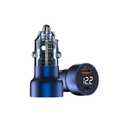 RECCI® RCC-N20 50W PD3.0+QC3.0 Transparent Car Charger With Dig. Display - Blue