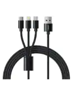 Veger V303 Premium 3 in 1 Charging Cable - Καλώδιο Φόρτισης και Μεταφοράς Δεδομένων USB-A σε Lightning / Type-C / MicroUSB - 150cm - 2.4A - Black (6970453555935)