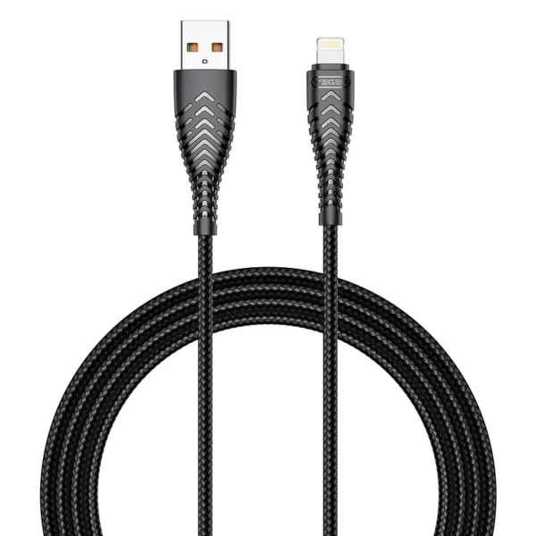 Veger V105 - Καλώδιο Φόρτισης και Μεταφοράς Δεδομένων 2.4A - USB 2.0 σε Lightning - 120cm - Black (6970453554617)