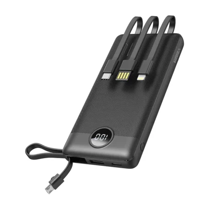 Veger PowerBank C10 - Φορητή Μπαταρία Φόρτισης με Ενσωματωμένα Καλώδια Type-C / USB-A / Lightning / MicroUSB και 1 x USB-A Θύρα - 10000mAh - Black (VP1116)