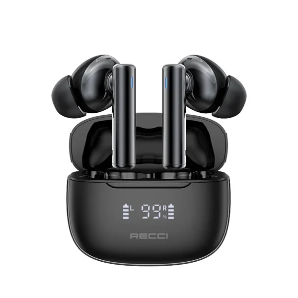 RECCI® REP-W77 Warrior TWS Wireless 5.3 Ακουστικά Bluetooth με ANC-Μαύρος