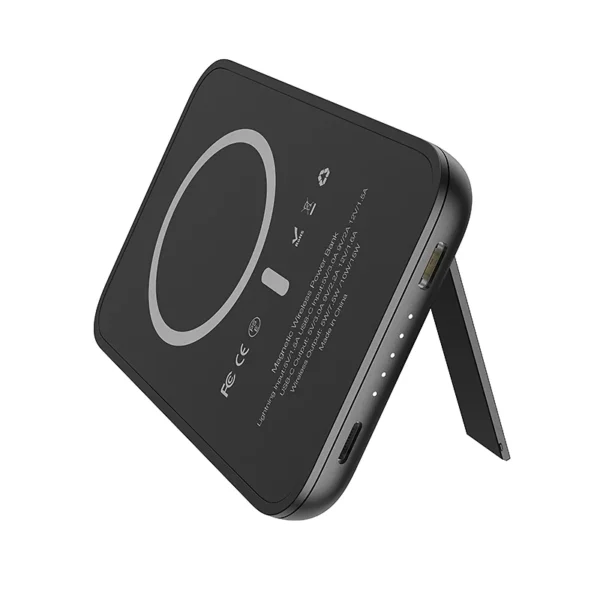 Veger MagOn Kick Tiny Magnetic Wireless PowerBank με 1 x Type-C- 20W - 5000mAh / Βάση Ασύρματης Φόρτισης MagSafe 15W - Black (V0553P)