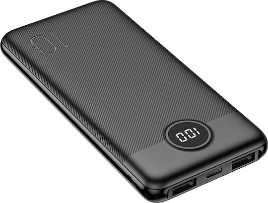 Veger L10 Power Bank 10000mAh με 2 Θύρες USB-A Μαύρο