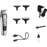 Kemei KM-5027 επαναφορτιζόμενη κουρευτική μηχανή ασημί