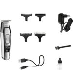 Kemei KM-5027 επαναφορτιζόμενη κουρευτική μηχανή ασημί