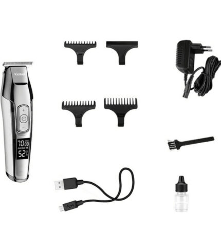 Kemei KM-5027 επαναφορτιζόμενη κουρευτική μηχανή ασημί