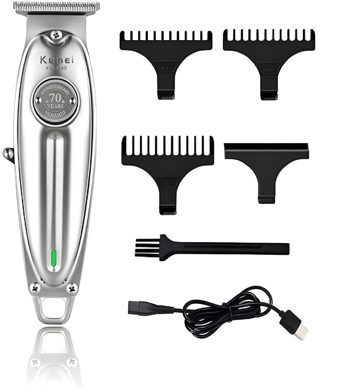 Kemei KM-1949 επαναφορτιζόμενη κουρευτική μηχανή ασημί