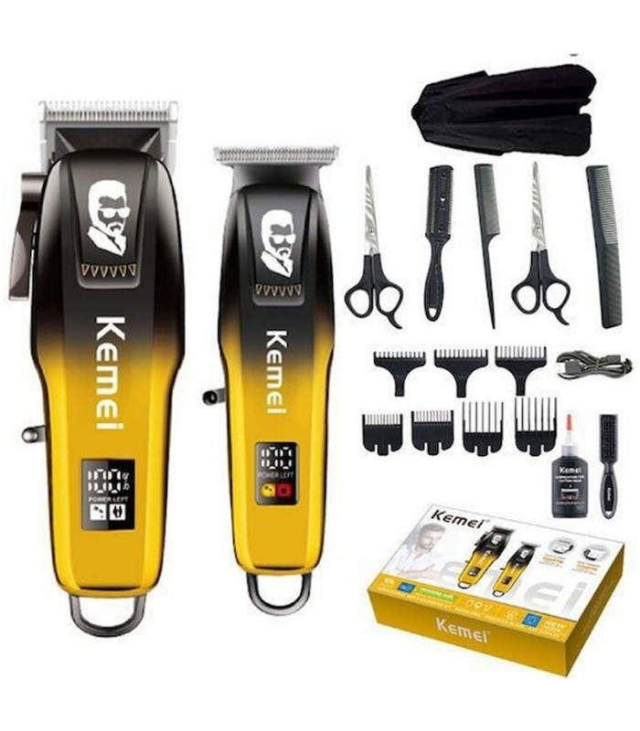 Kemei KM-8501 χρυσό σετ κουρευτικής και ξυριστικής μηχανής