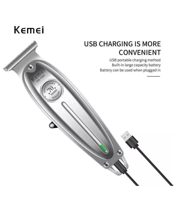 Επαναφορτιζόμενο trimmer Kemei KM-1949 ασημί