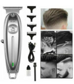 Ασημί κουρευτική μηχανή Kemei για μαλλιά και γένια