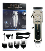 Kemei KM-1996 Επαγγελματική Επαναφορτιζόμενη Κουρευτική Μηχανή Ασημί - Image 6